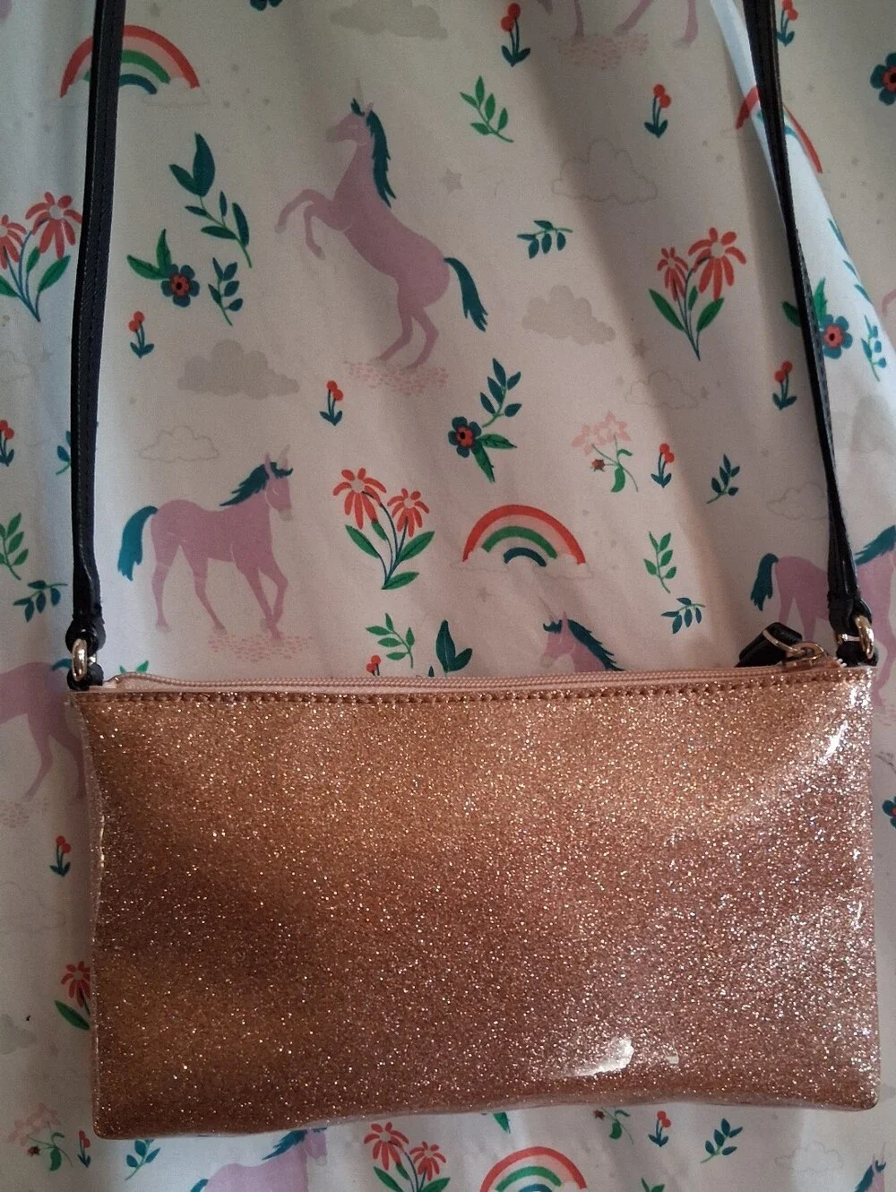 NWOT Kate Spade Mavis Street Amy Blush Pink Sparkle Casual Crossbody Purse Bag
